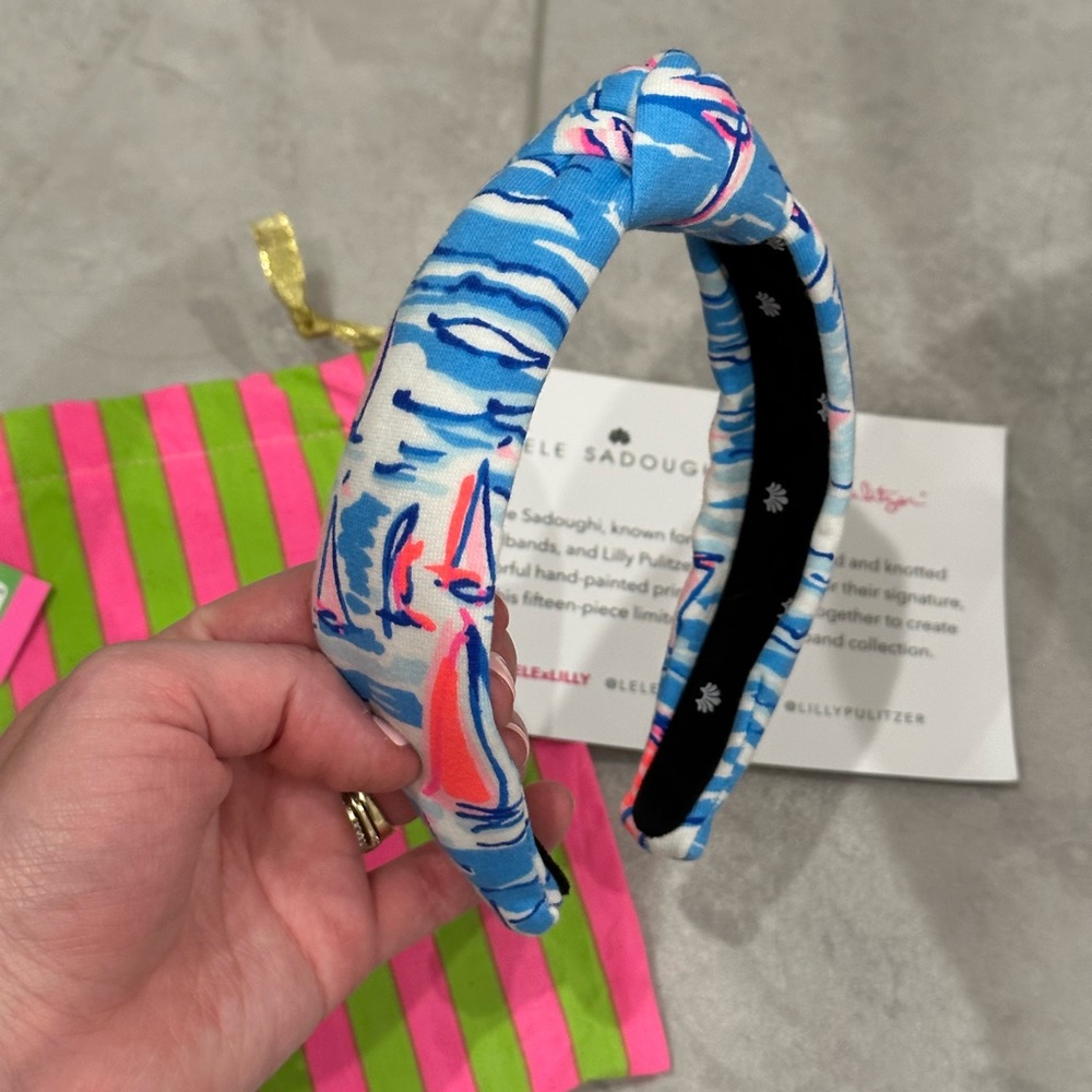 NWT Lele Sadoughi x Lilly Pulitzer Slim Knotted Headband in Boatylicious